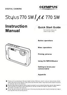 Olympus Mju Digital 770 SW manual. Camera Instructions.